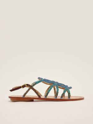 1. Capri Cut Shaded leather sandals for women Blue-Multicolor
