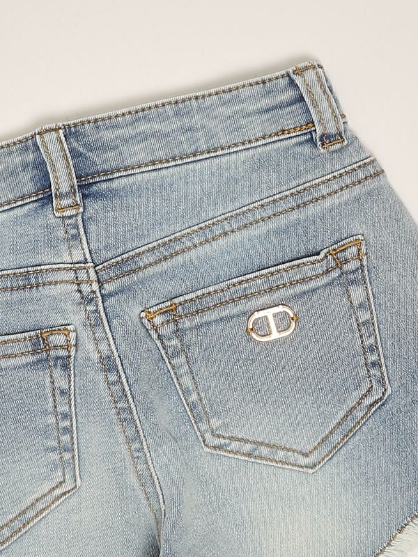 3. Shorts para niña de mezcla de algodón Denim Claro Twinset 251gj2521