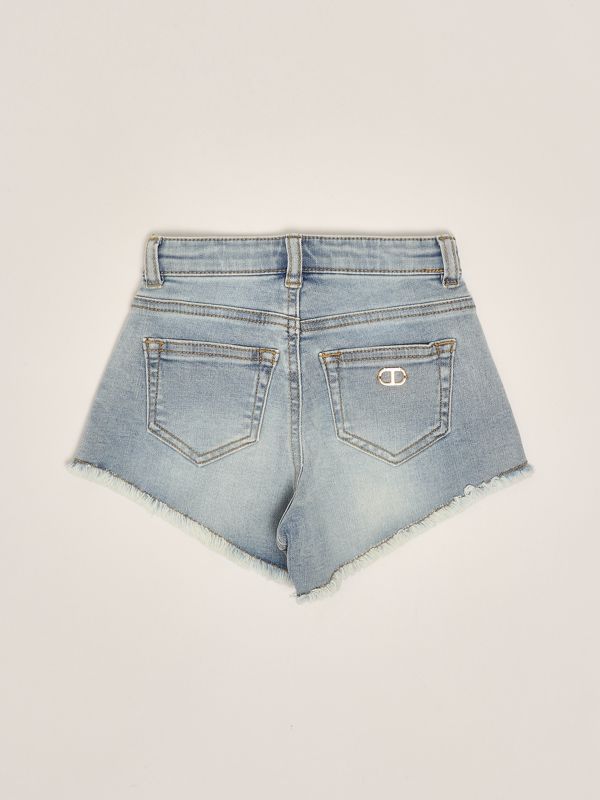 2. Shorts para niña de mezcla de algodón Denim Claro Twinset 251gj2521