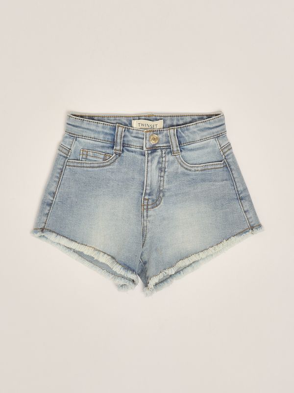 1. Shorts para niña de mezcla de algodón Denim Claro Twinset 251gj2521
