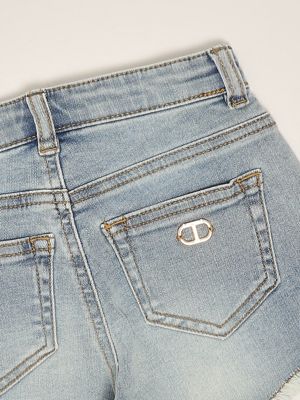 3. Shorts para niña de mezcla de algodón Denim Claro