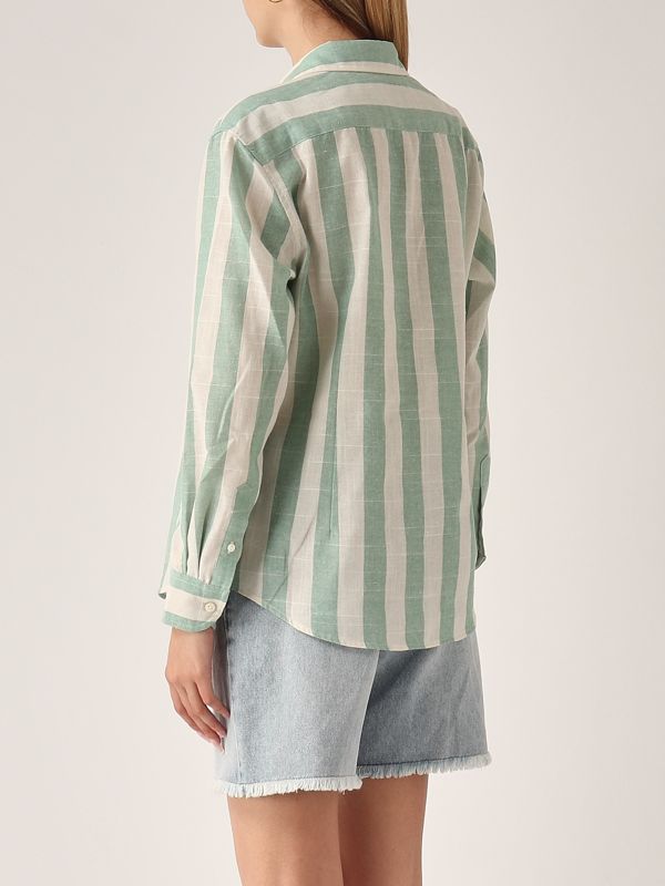 3. Meredith cotton-blend shirt for women Linen Strip Pop V 5310 MC2 Saint Barth mdh001