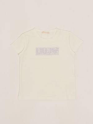 T-shirt fille en coton stretch Glycine blanche Liu Jo