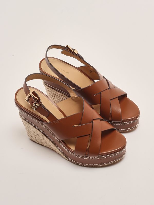 2. Nora leather wedges for women Brown Michael Kors 40s5nohs3l