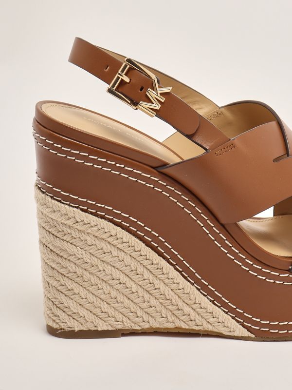 5. Nora leather wedges for women Brown Michael Kors 40s5nohs3l