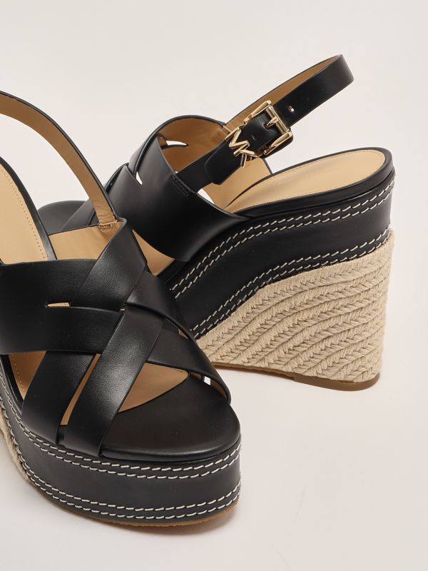 4. Nora leather wedges for women Black Michael Kors 40s5nohs3l