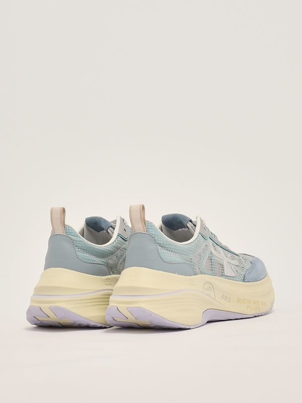 3. Sneakers donna Hill 7506 in pelle e tessuto Celeste Polvere Premiata hill7506