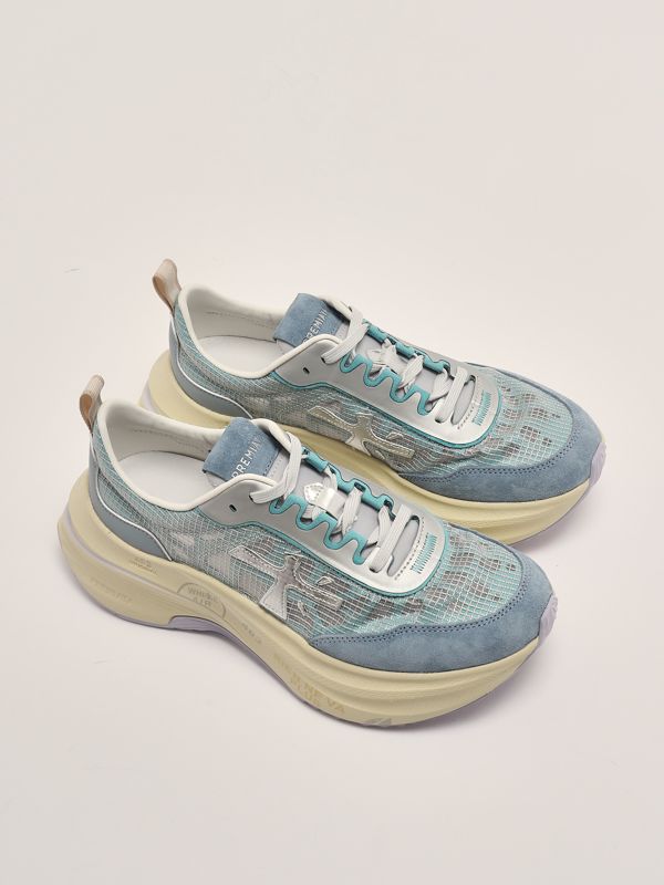 2. Sneakers donna Hill 7506 in pelle e tessuto Celeste Polvere Premiata hill7506