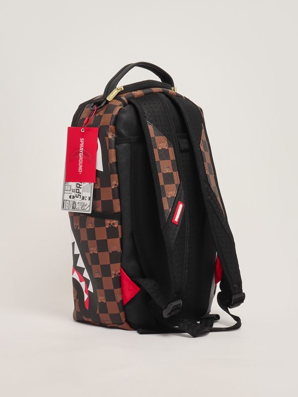2. Peeking Character Check faux leather backpack for boys Black-Brown Check Sprayground 910b7331nsz