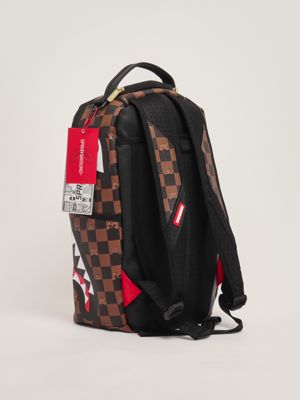 2. Peeking Character Check faux leather backpack for boys Black-Brown Check
