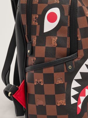 4. Peeking Character Check Savage faux leather backpack for boys Black-Brown Check