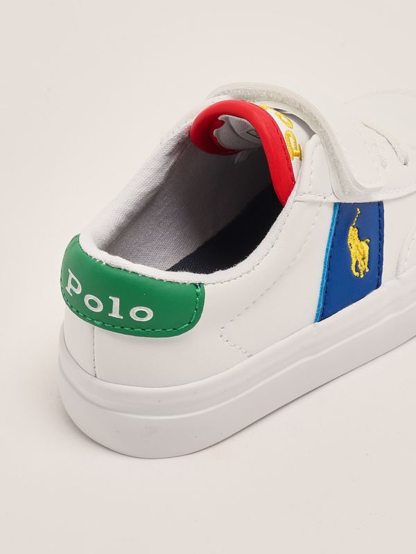 5. Baby leatherette sneakers White-Royal Polo Ralph Lauren rl02360103