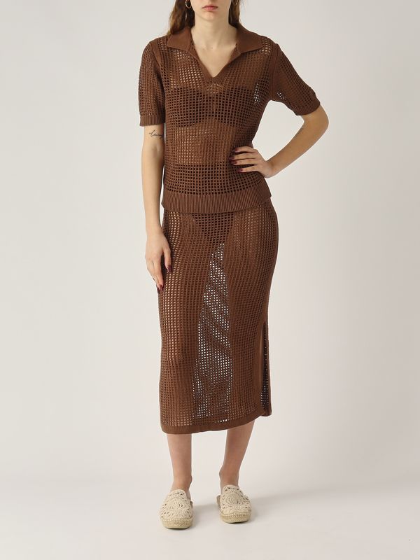 Gonna donna Darline in misto cotone drl0001 Marrone Caposerio