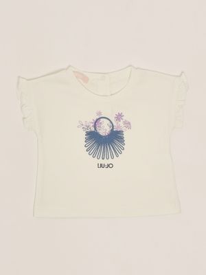 Neugeborenes Baby-T-Shirt aus Stretch-Baumwolle Weiß Liu Jo