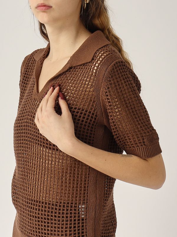 4. Pull en coton mélangé Flora pour femme Marron MC2 Saint Barth frl0001