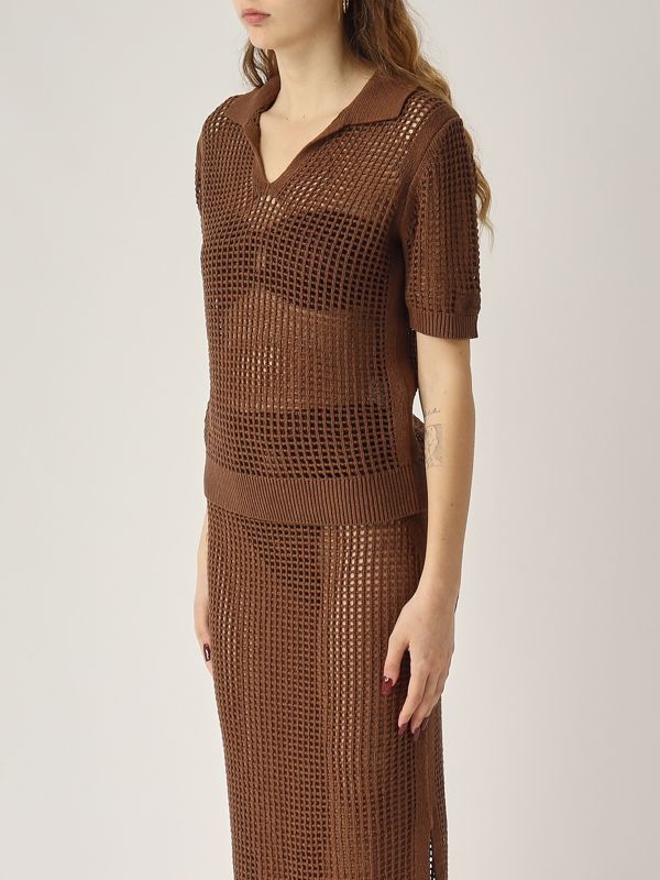 2. Pull en coton mélangé Flora pour femme Marron MC2 Saint Barth frl0001