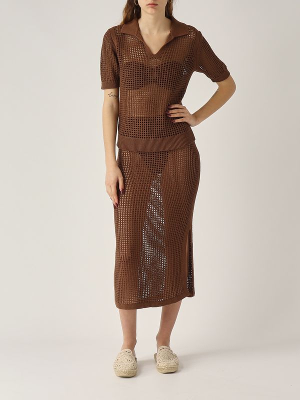 5. Pull en coton mélangé Flora pour femme Marron MC2 Saint Barth frl0001