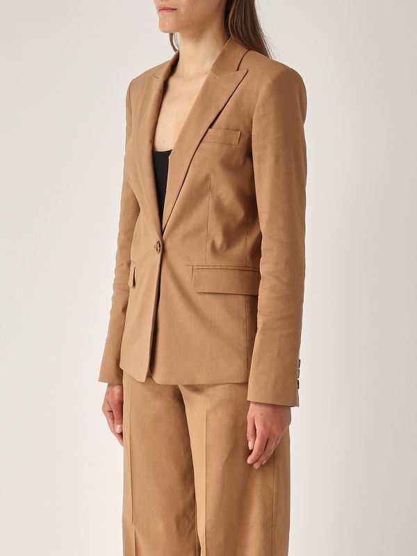 2. Equilibrato stretch linen blend blazer for women Tobacco Pinko 105057a0im