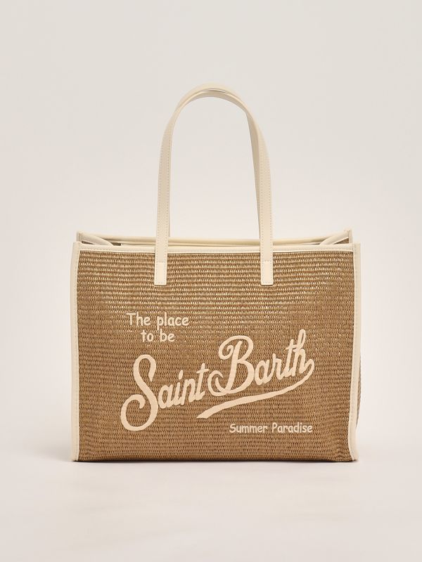 1. Sac pour femmes Vivian en raphia Blanc-Beige MC2 Saint Barth viv0007