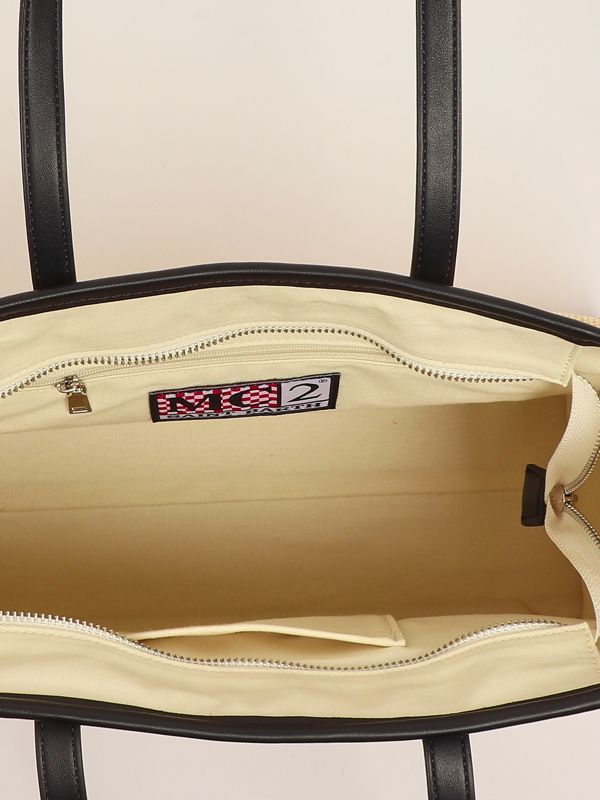 3. Sac pour femmes Vivian en raphia Noir-Beige MC2 Saint Barth viv0007