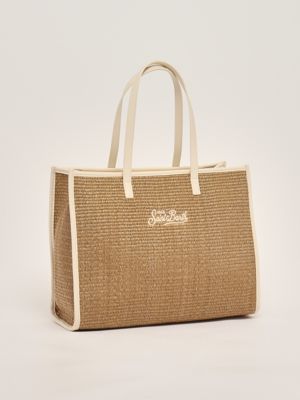 2. Sac pour femmes Vivian en raphia Blanc-Beige