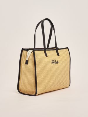 2. Sac pour femmes Vivian en raphia Noir-Beige