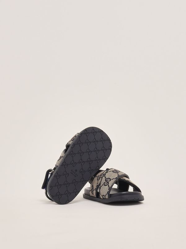 4. Sandalo neonato in canvas Beige-Blu Gucci 812671hwk20