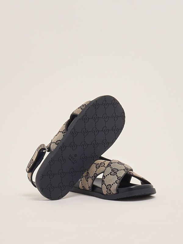 4. Sandalo bambina in canvas Beige-Blu Gucci 812672hwk20