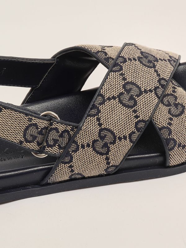 5. Sandalo bambina in canvas Beige-Blu Gucci 812672hwk20