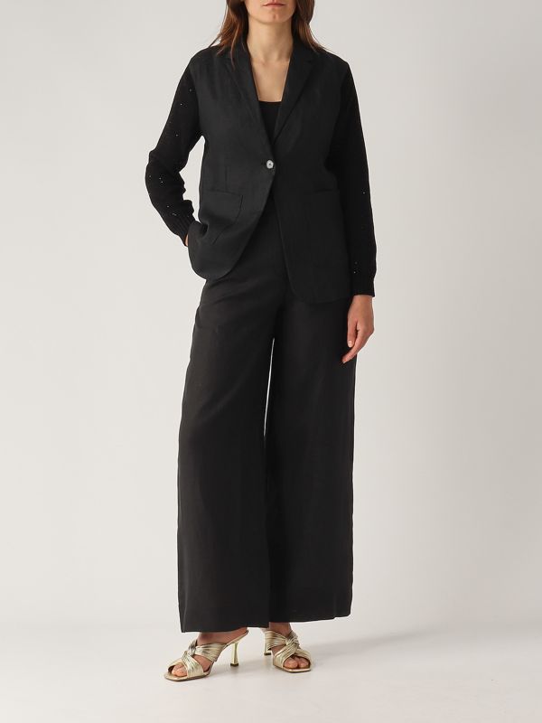 Veste en lin pour femme 1321732417 Noir