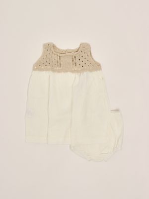 Babyanzug Lola aus Baumwolle und Leinen Beige 1+ in the family