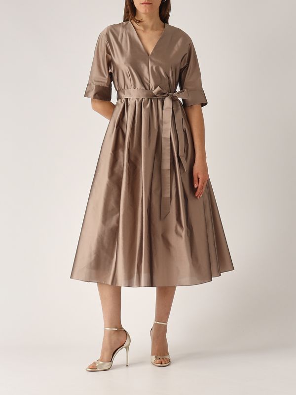 S Max Mara Purple silk-blend women's dress - Bronze | Caposerio.com