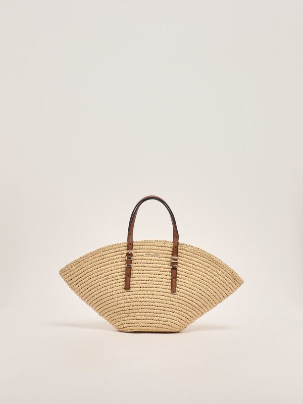 Women's Isa bag in raffia 30s5g9ft1w Natural-Leather