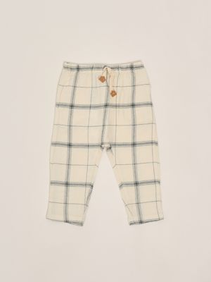1. Pantalone neonato Icaro in cotone Bianco-Petrolio