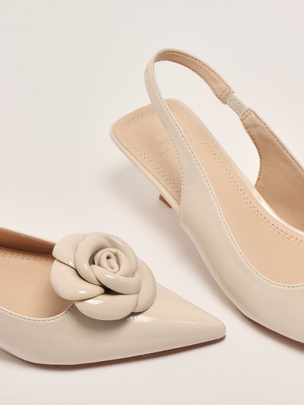 4. Abuja women's slingback in patent leather Cream Twentyfourhaitch sh395