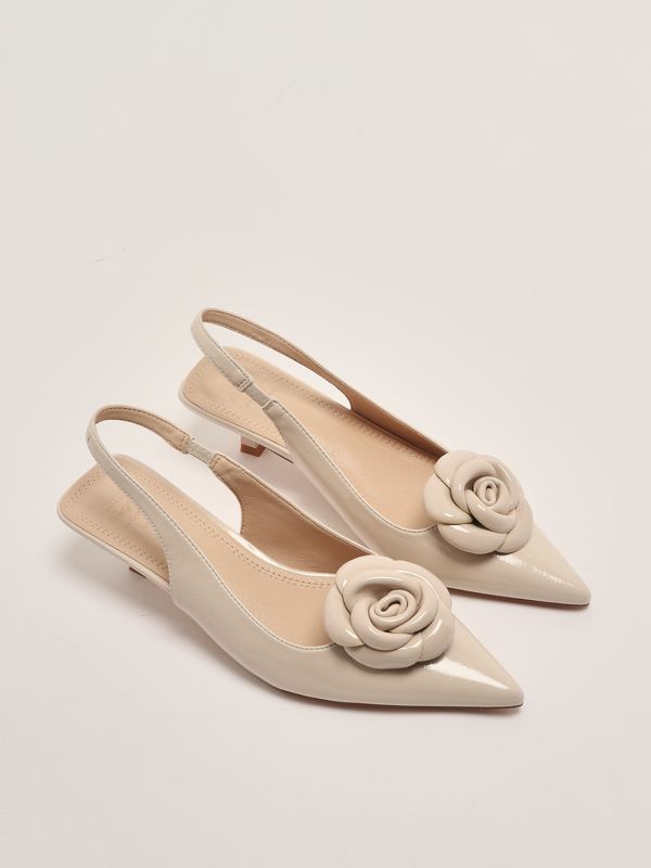 2. Abuja women's slingback in patent leather Cream Twentyfourhaitch sh395