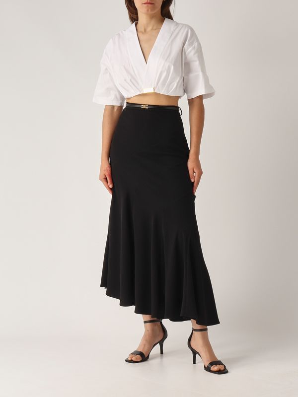 Stretch crepe skirt for women go10752e2 Black | Caposerio.com