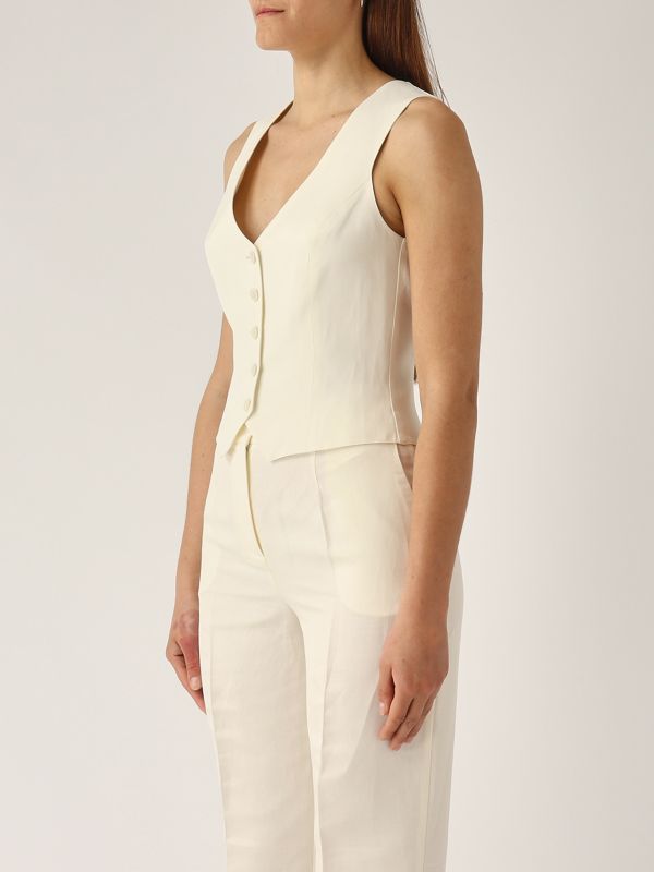 2. Fellini women's linen-blend vest Chalk Nenette fellini