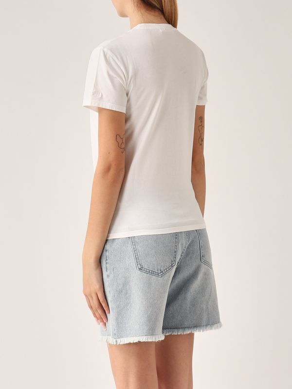 3. T-shirt donna in cotone Spritz Queen 01n Strass MC2 Saint Barth emi0001