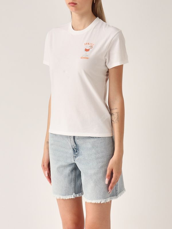 2. T-shirt donna in cotone Spritz Queen 01n Strass MC2 Saint Barth emi0001