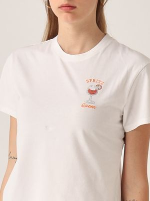 4. T-shirt donna in cotone Spritz Queen 01n Strass