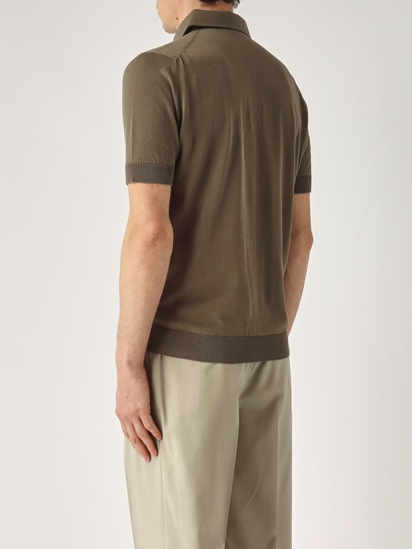 Filippo de Laurentiis Men's crepe cotton polo shirt - Olive