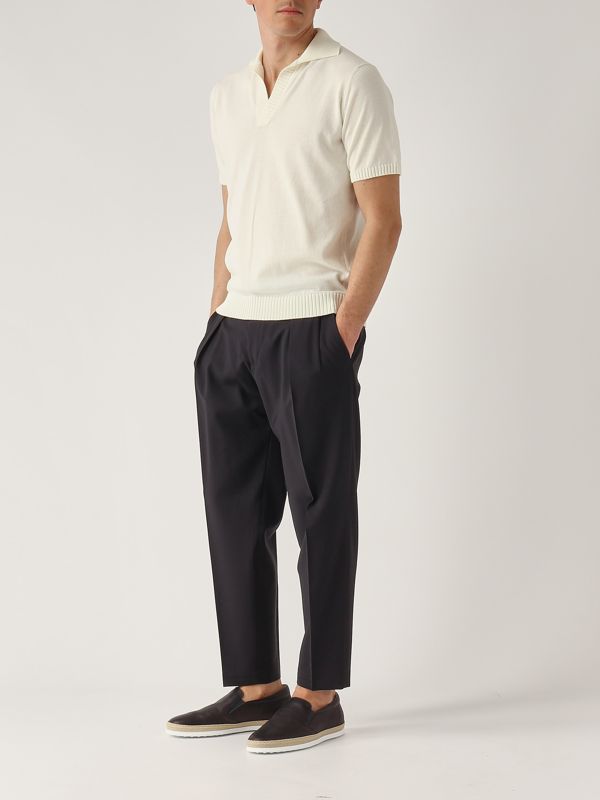 Filippo de Laurentiis Men's crepe cotton polo shirt - Milk White