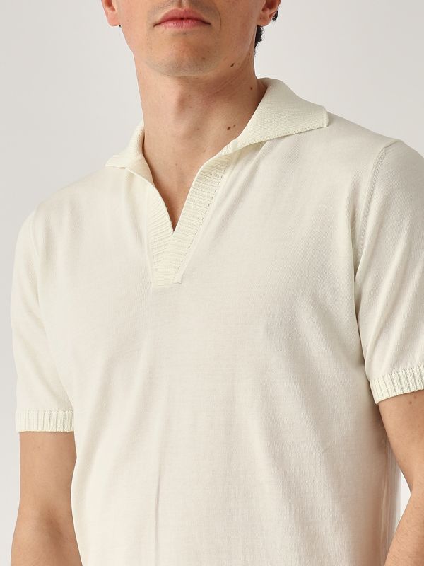 Filippo de Laurentiis Men's crepe cotton polo shirt - Milk White
