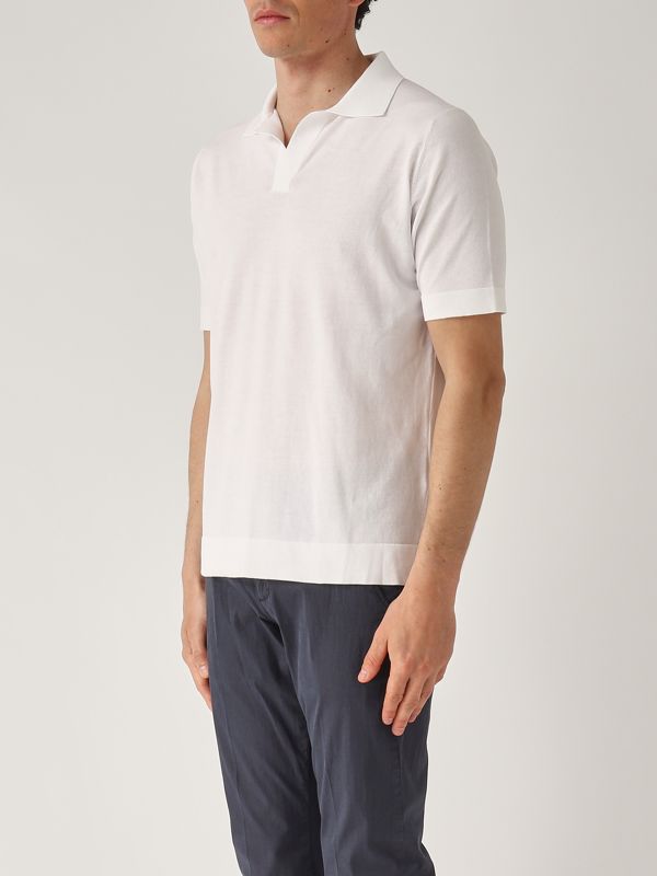 2. Cotton polo shirt for men Optical White Filippo de Laurentiis pl0mcskcr14r