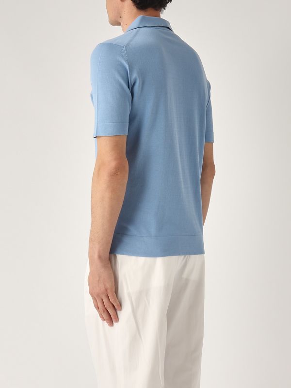 3. Cotton polo shirt for men Cerulean Filippo de Laurentiis pl0mcskcr14r