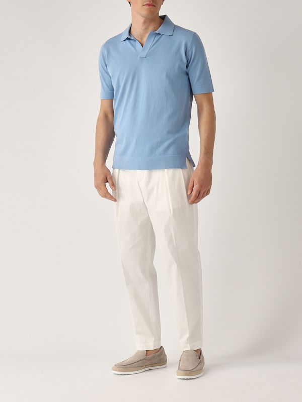 5. Cotton polo shirt for men Cerulean Filippo de Laurentiis pl0mcskcr14r