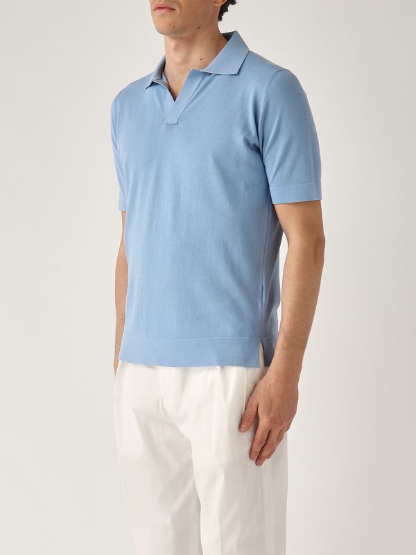 2. Cotton polo shirt for men Cerulean Filippo de Laurentiis pl0mcskcr14r