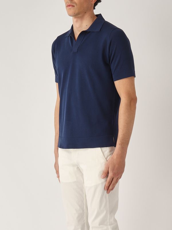 2. Cotton polo shirt for men Indigo Filippo de Laurentiis pl0mcskcr14r