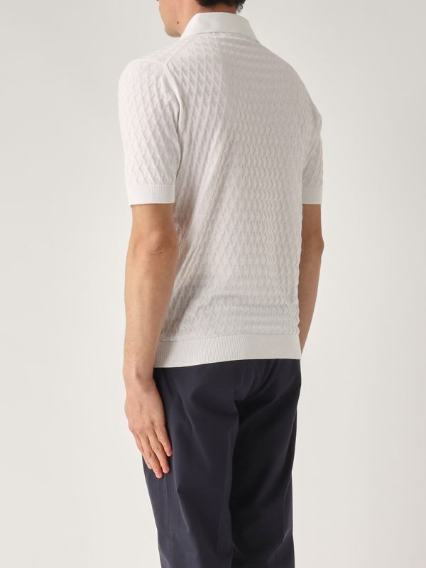 Filippo de Laurentiis Men's crepe cotton polo shirt - Optical
